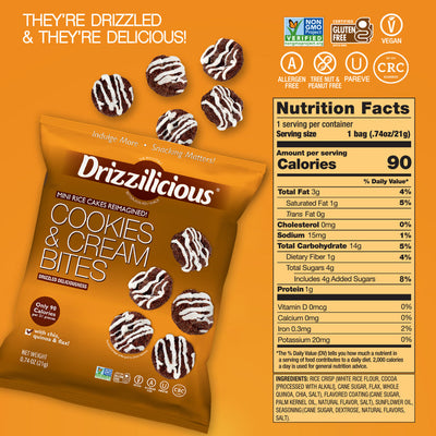 Drizzilicious Bites - Mini Rice Cakes - 10 Pack SMALL Bag Variety Assortment