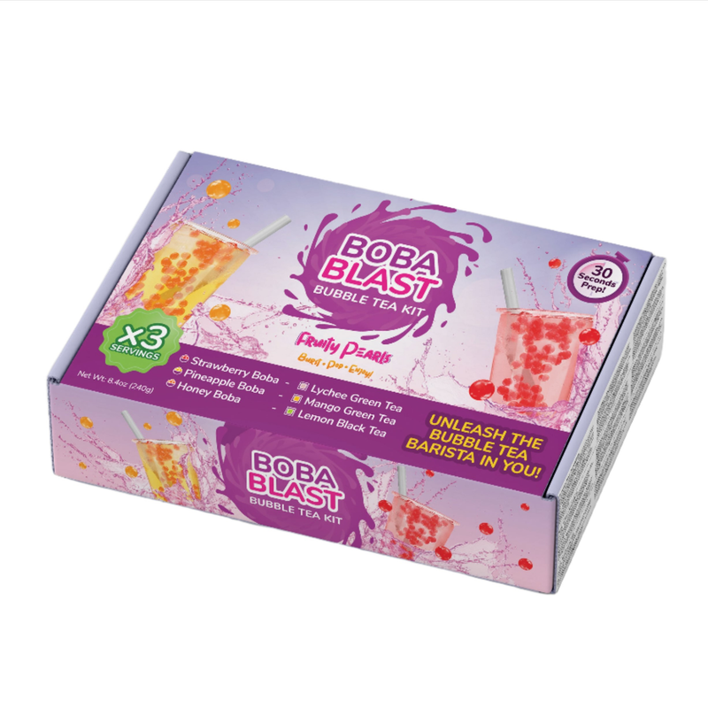 Boba Blast | Bubble Tea Kit | Popping Boba Fruity Pearls 240g **Expired 19/02/2025**