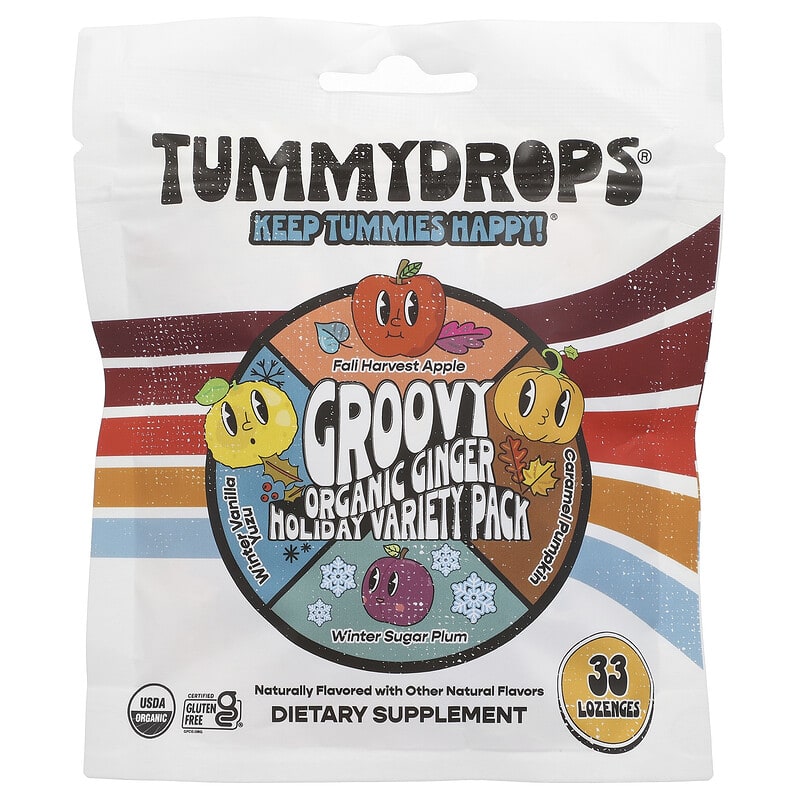 Tummy Drops Groovy Organic Ginger Holiday Variety Pack 105g