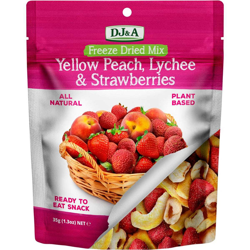 DJ & A  Freeze Dried Yellow Peach, Lychee & Strawberries 35g