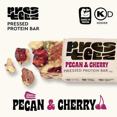 Presteez Pack of 12 x 50g Protein Bar Pecan & Cherry