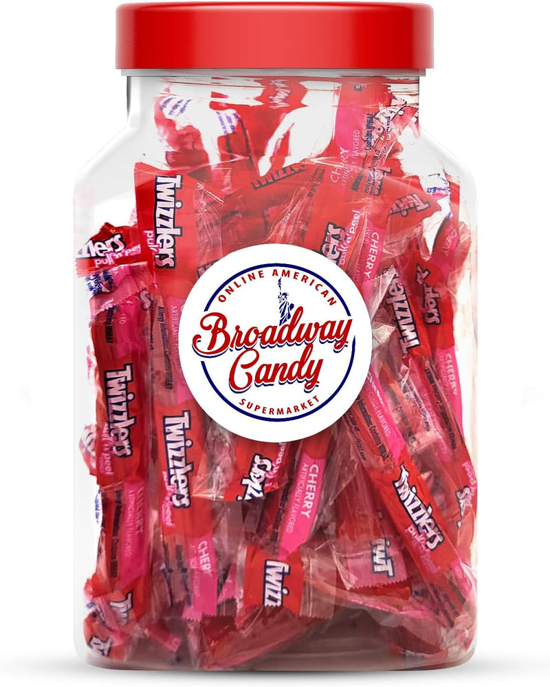 Twizzler Pull n Peel Cherry Jar 750g (Approx. 60 Pieces) by Broadway Candy