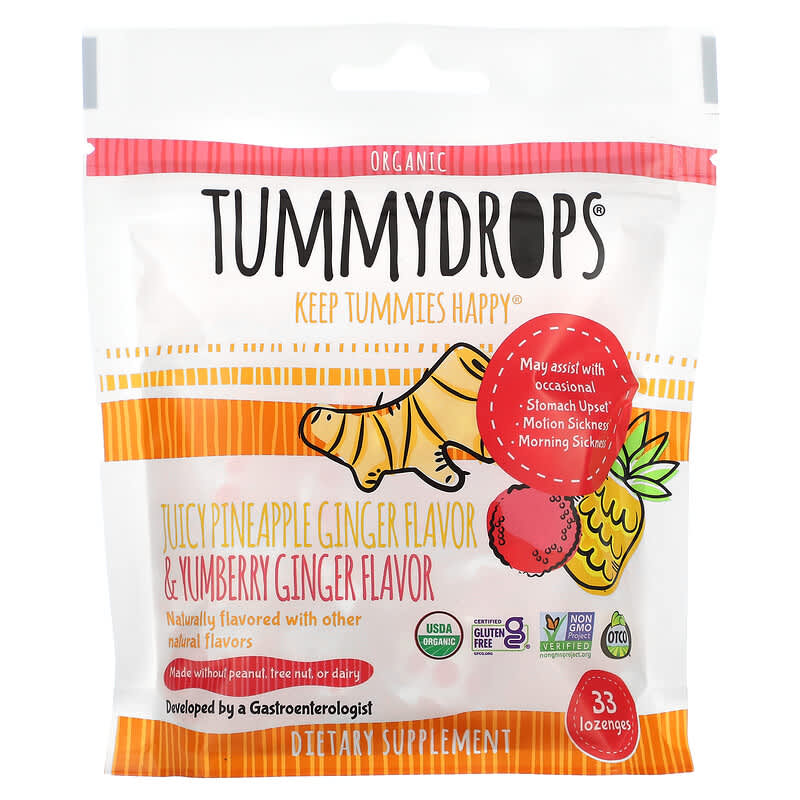 Tummy Drops Juicy Pineapple Ginger & Yumberry Ginger 105g