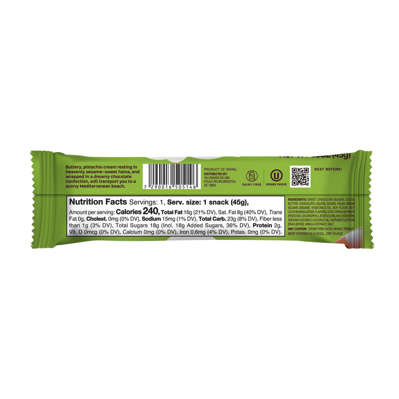 7th Heaven Pistachios & Halva Cream Oat Milk Chocolate 45g