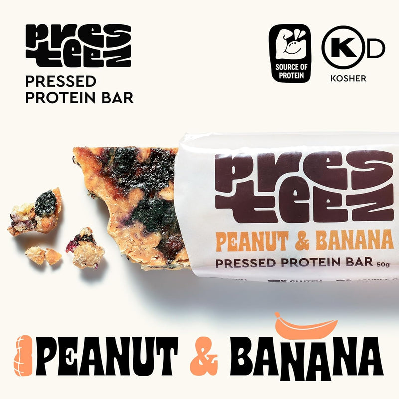 Presteez Pack of 12 x 50g Protein Bar Peanut & Banana