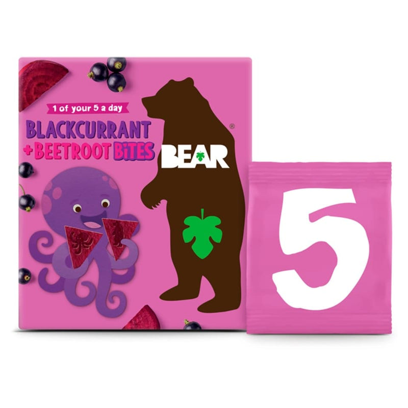 Bear Bites Pack of 4 x 5 x 18g Fruit & Veg Shapes Blackcurrant & Beetroot