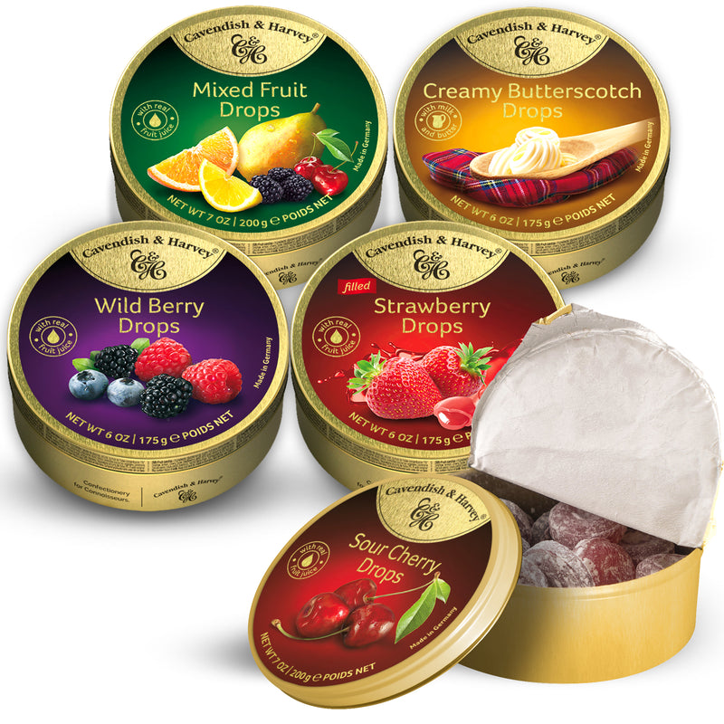 Cavendish & Harvey Premium Hard Candy Variety Pack | 5 Pack | 175g-200g Tins