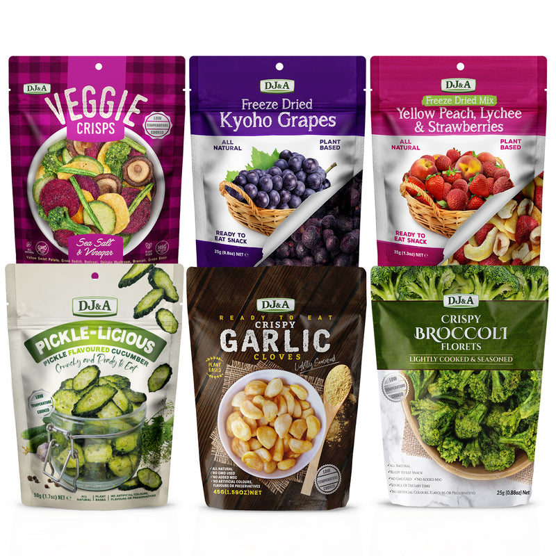 DJ&A Premium Vegetable and Fruit Snack Variety Pack of 6