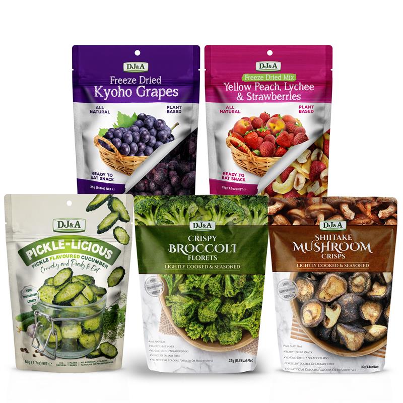 DJ & A Freeze Dried Fruit & Veggie Crisps Variety Mix | Pack of 5 by Broadway Candy