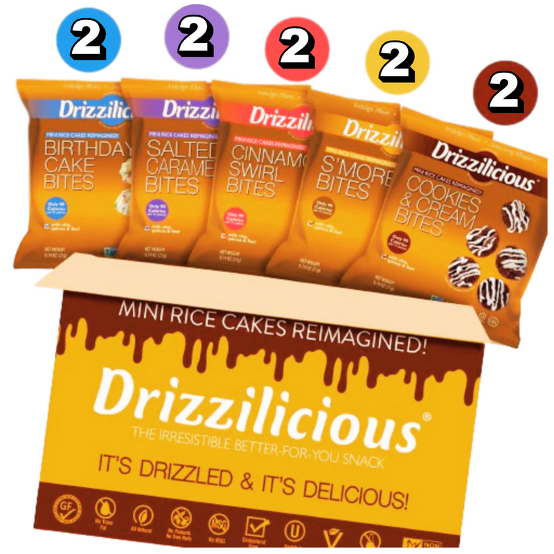 Drizzilicious Bites - Mini Rice Cakes - 10 Pack SMALL Bag Variety Assortment