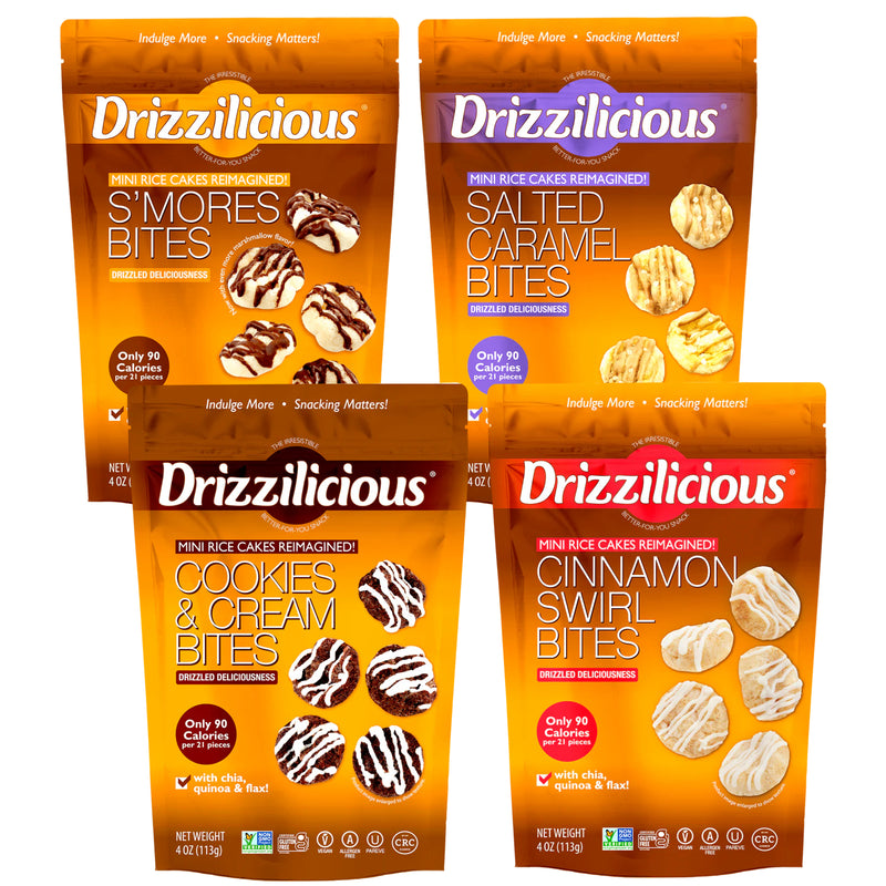 Drizzilicious Rice Cake Bites Variety | 113g Bags | Pack of 4 by Broadway Candy