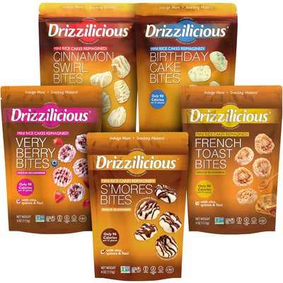 Drizzilicious Mini Rice Cake Bites NEW Variety | 113g Bags | Pack of 5 by Broadway Candy