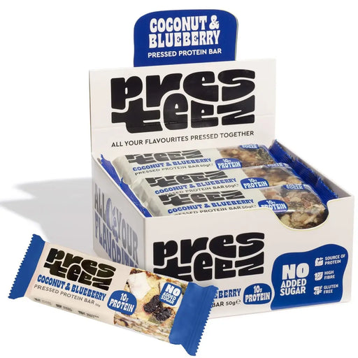 Presteez Pack of 12 x 50g Protein Bar Coconut & Blueberry