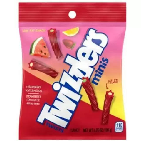 Twizzlers Filled Twists Minis Assorted Flavours Strawberry Watermelon Strawberry Lemonade 160g