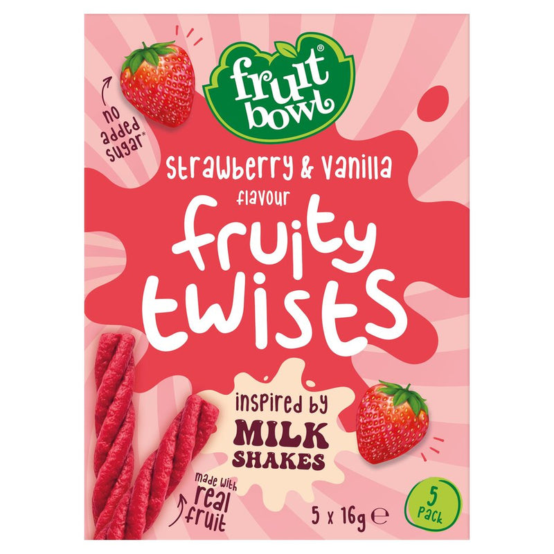 Fruit Bowl Pack of 8 x 5 x 16g Strawberry and Vanilla Fruity Twists